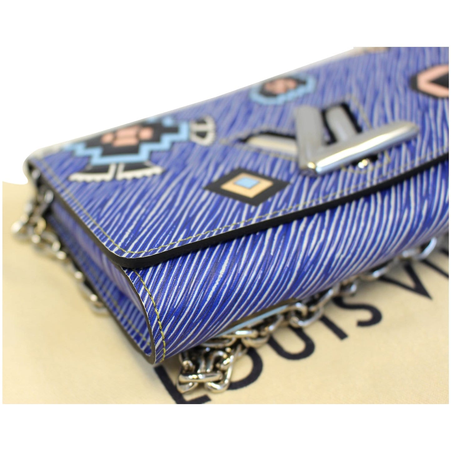 LOUIS VUITTON Twist Chain Denim Wallet Epi Azteque Stickers Crossbody Bag - Last Call