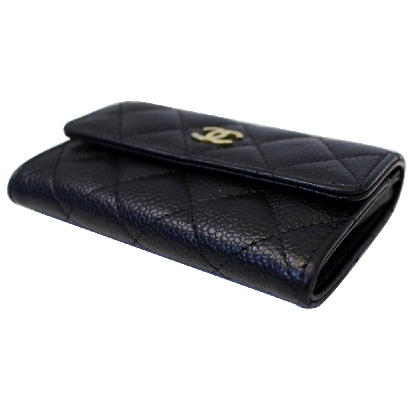 CHANEL Flap Caviar Leather Card Holder Black