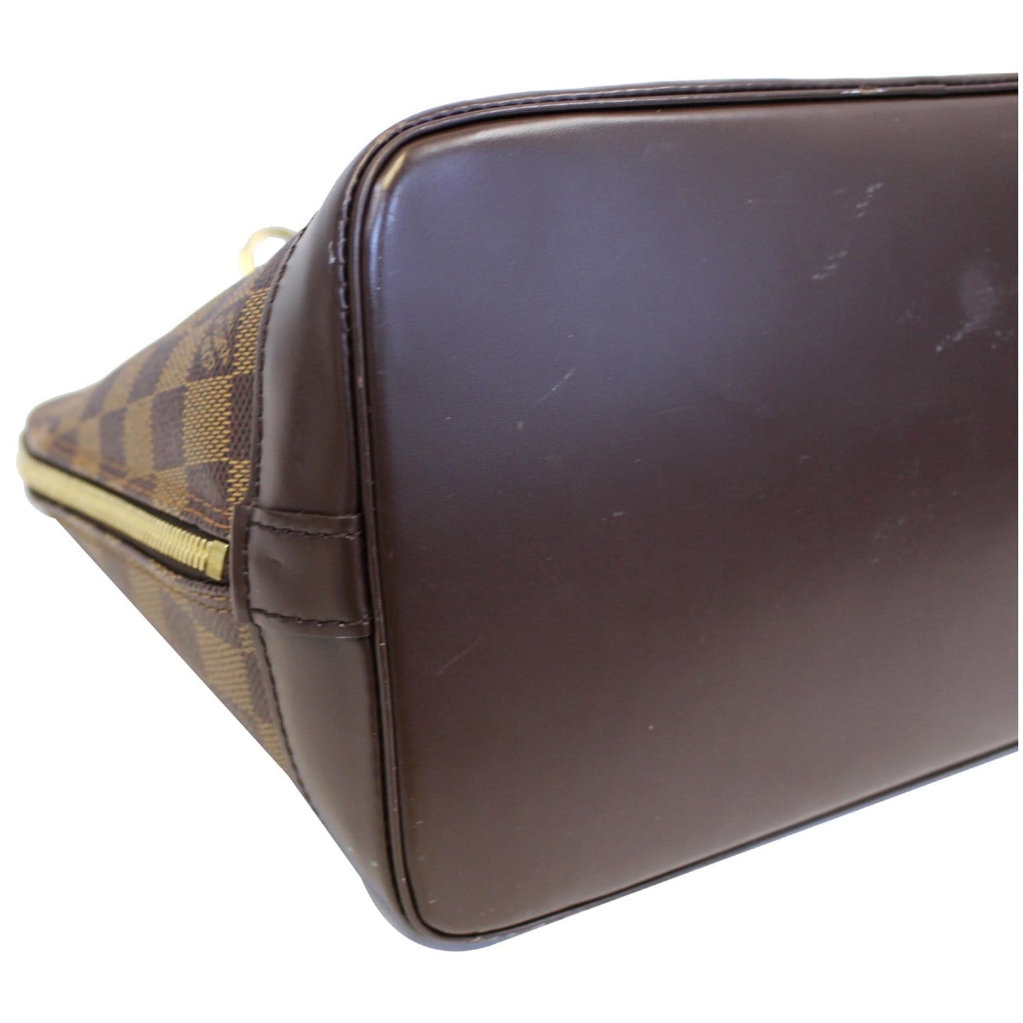 LOUIS VUITTON Alma Damier Ebene Satchel Bag Brown
