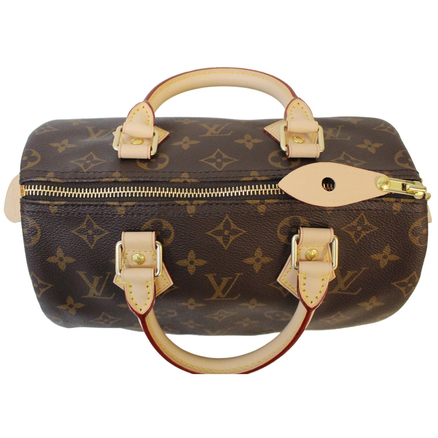 LOUIS VUITTON Speedy 25 Monogram Canvas Satchel Bag Brown