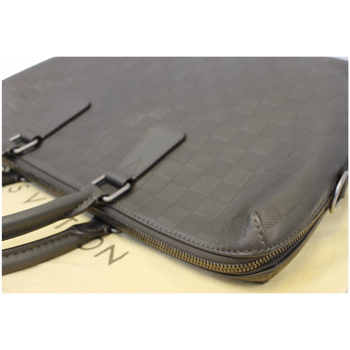 LOUIS VUITTON Porte-Documents Jour Damier Infini Leather Shoulder Bag Grey