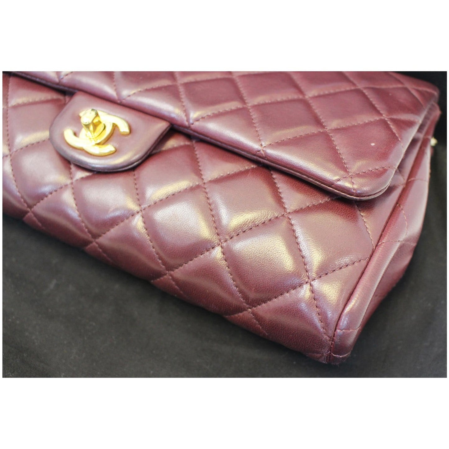 Chanel Clutch With Chain Quilted Flap Lambskin Shoulder Bag Burgundy