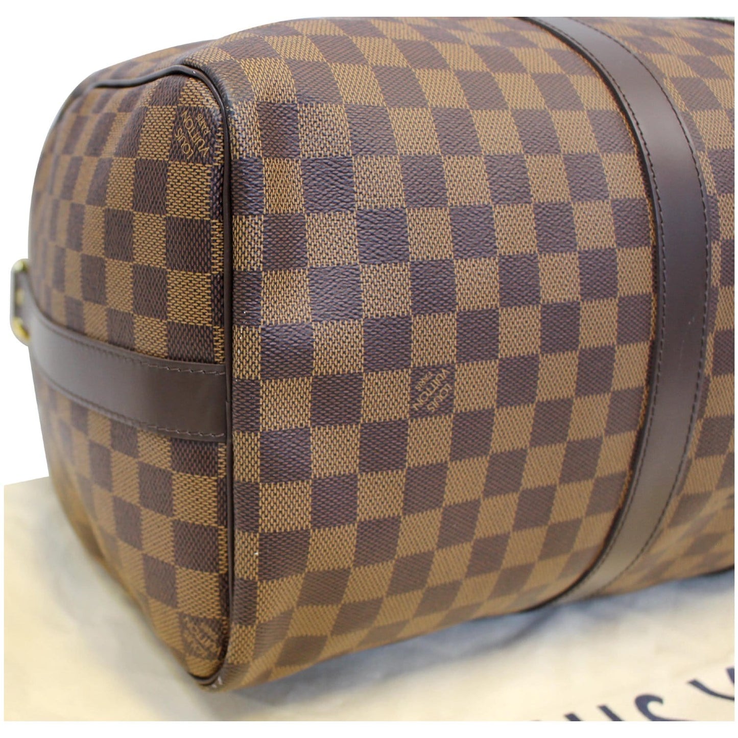 LOUIS VUITTON Keepall 45 Bandouliere Damier Ebene Travel Bag Brown