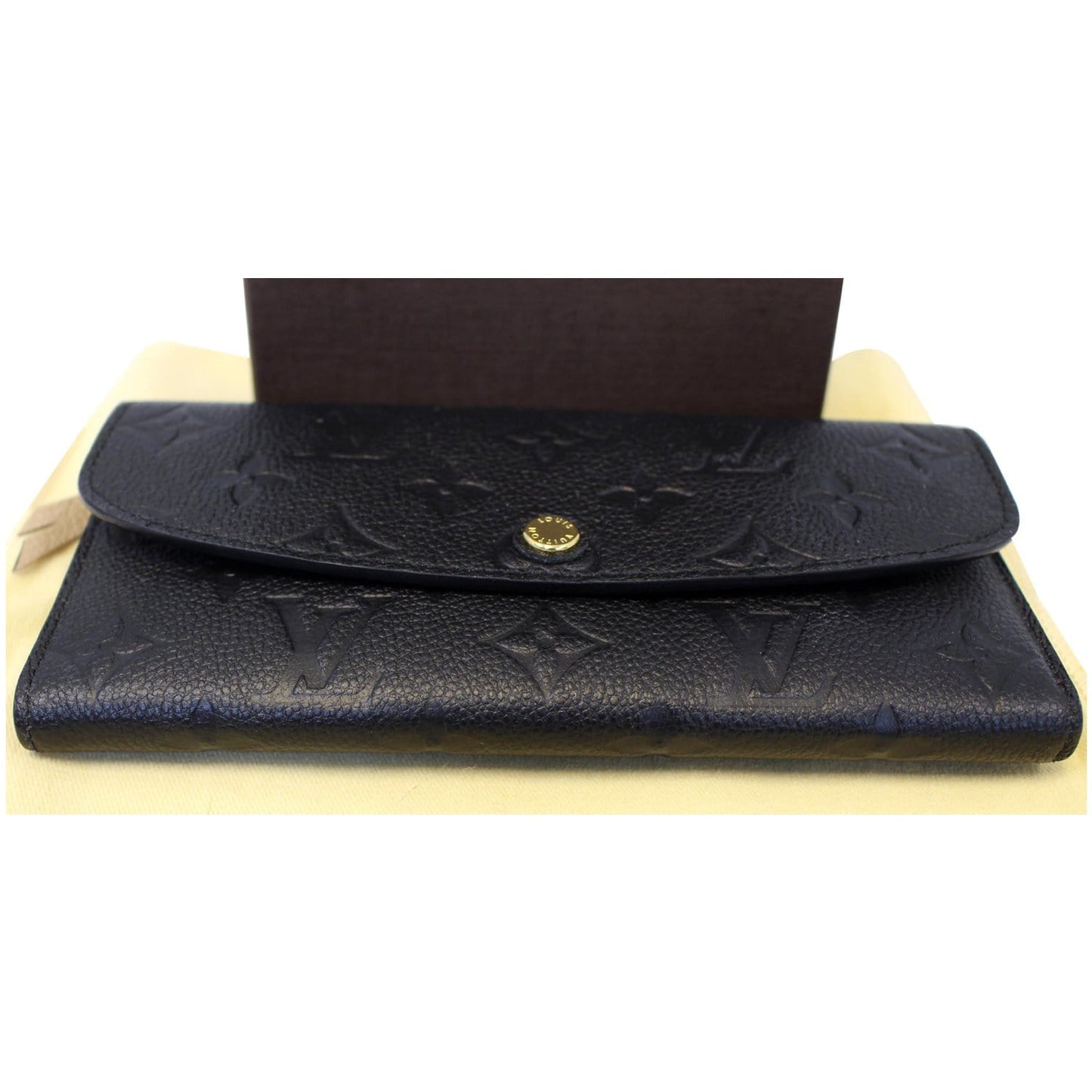 LOUIS VUITTON Emilie Monogram Empreinte Leather Wallet Black