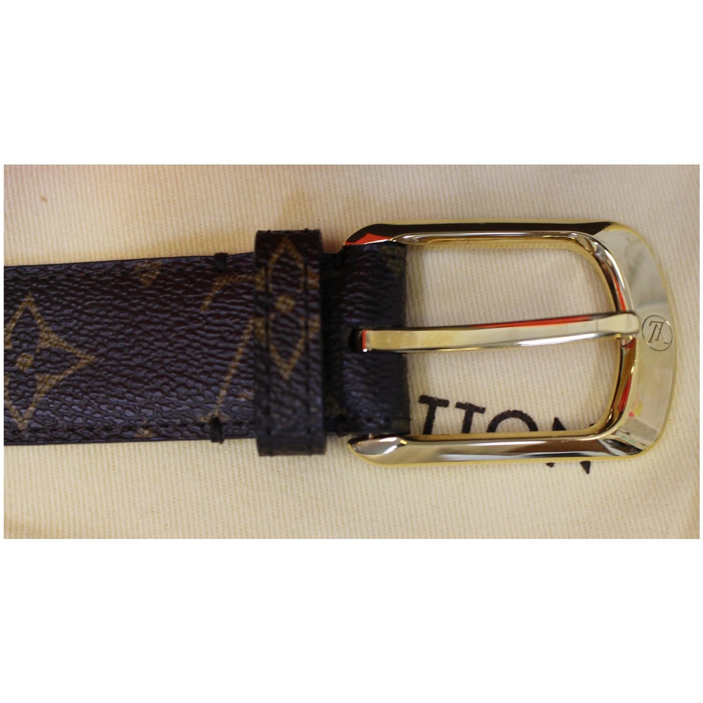 LOUIS VUITTON Ellipse Monogram Canvas Belt Brown Size 100/40