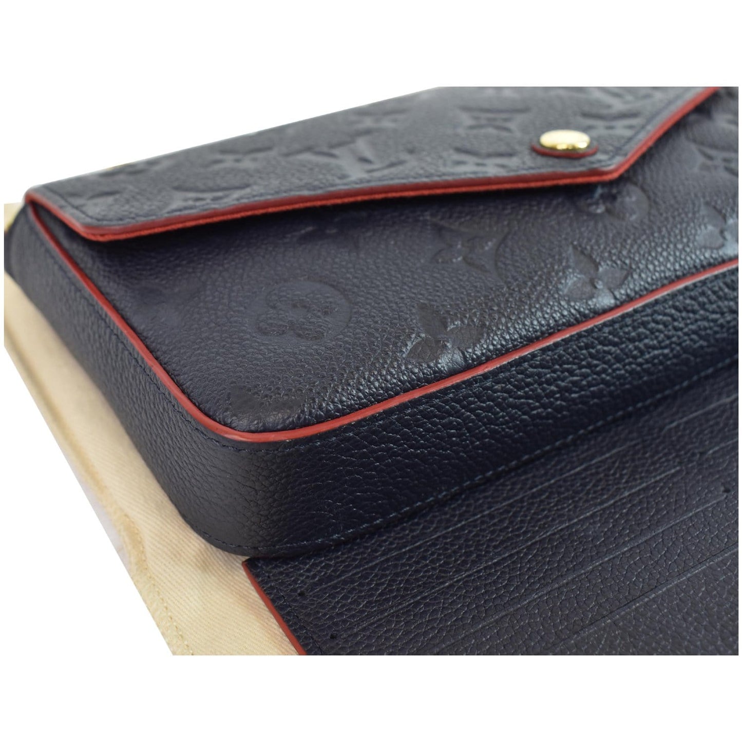 LOUIS VUITTON Pochette Felicie Monogram Empreinte Chain Wallet Navy