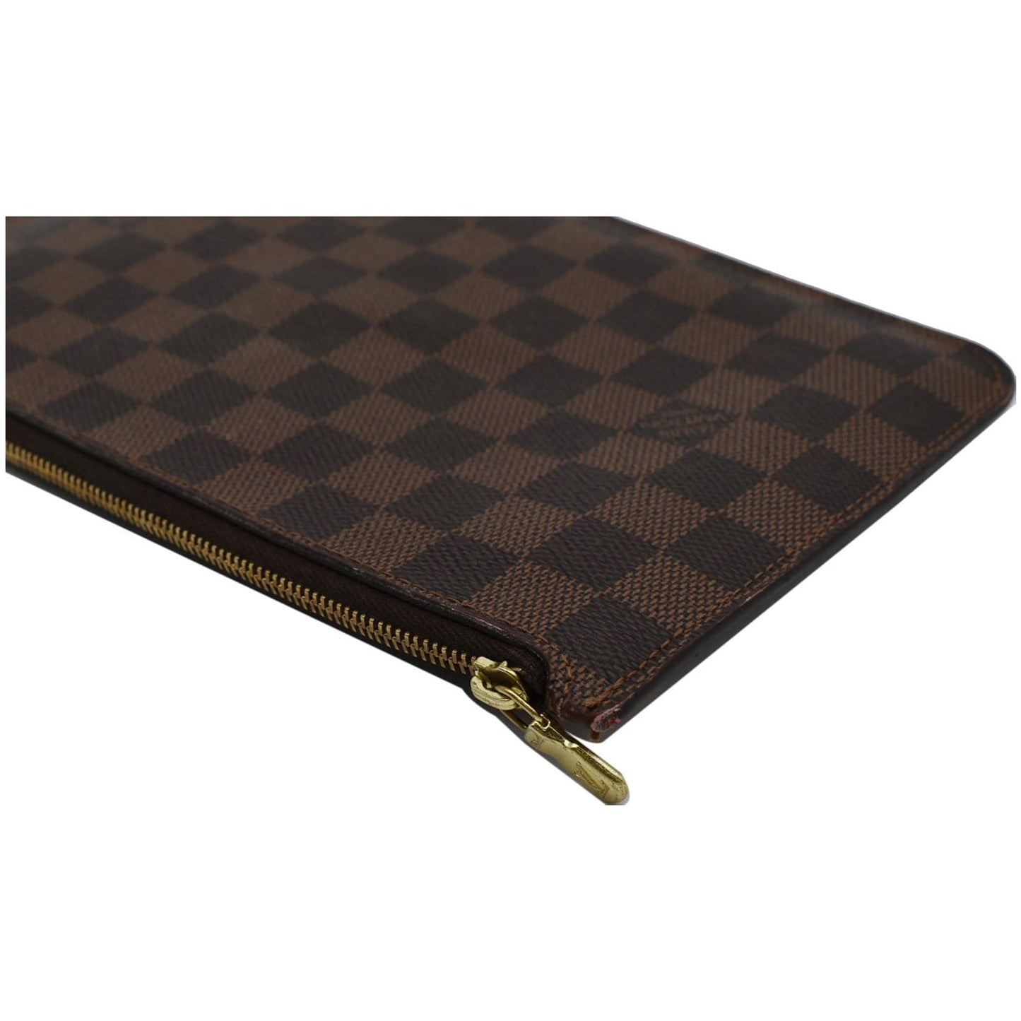 LOUIS VUITTON Neverfull MM Damier Ebene Pochette Wristlet Pouch Brown