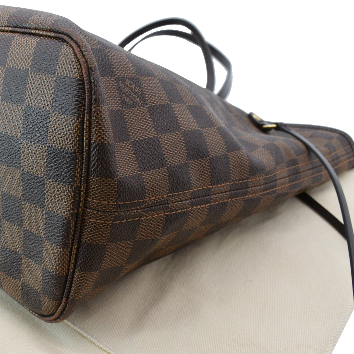 LOUIS VUITTON Neverfull MM Damier Ebene Tote Bag Rose Ballerine