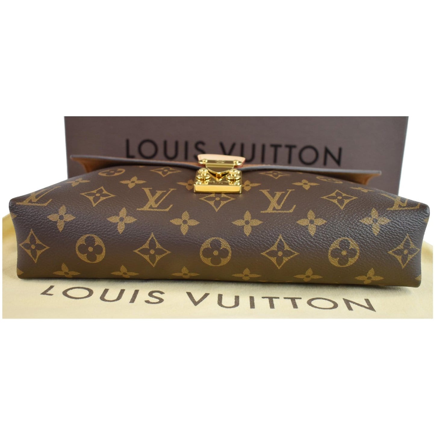 LOUIS VUITTON Pallas Chain Monogram Canvas Crossbody Bag Brown