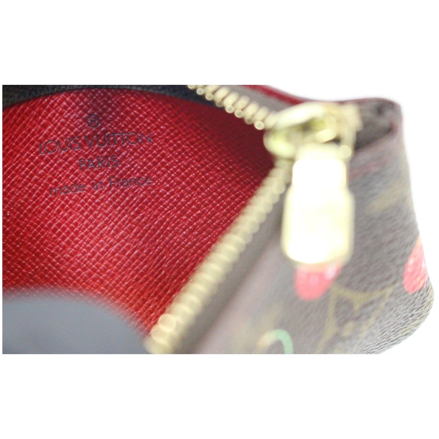 LOUIS VUITTON Key Pouch Cerises Cherry Monogram Coin Purse Brown
