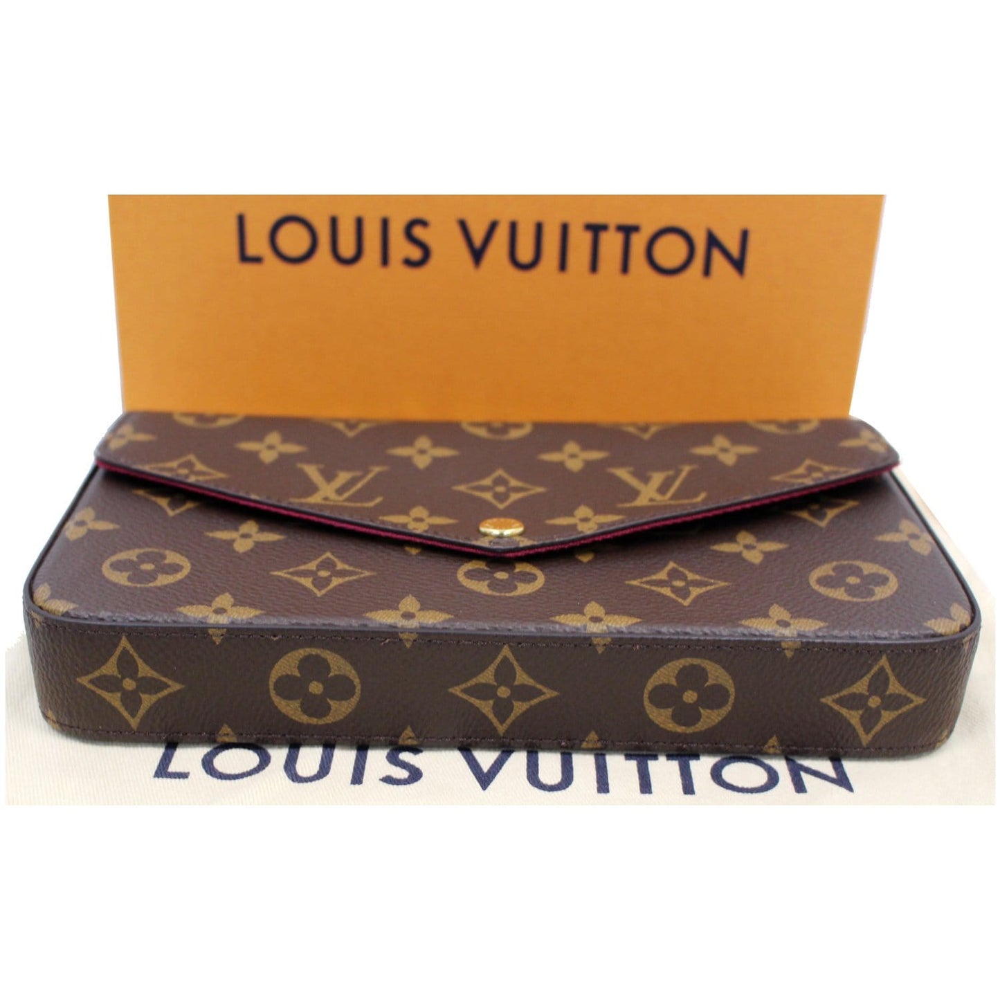 LOUIS VUITTON Pochette Felicie Monogram Canvas Crossbody Bag Brown