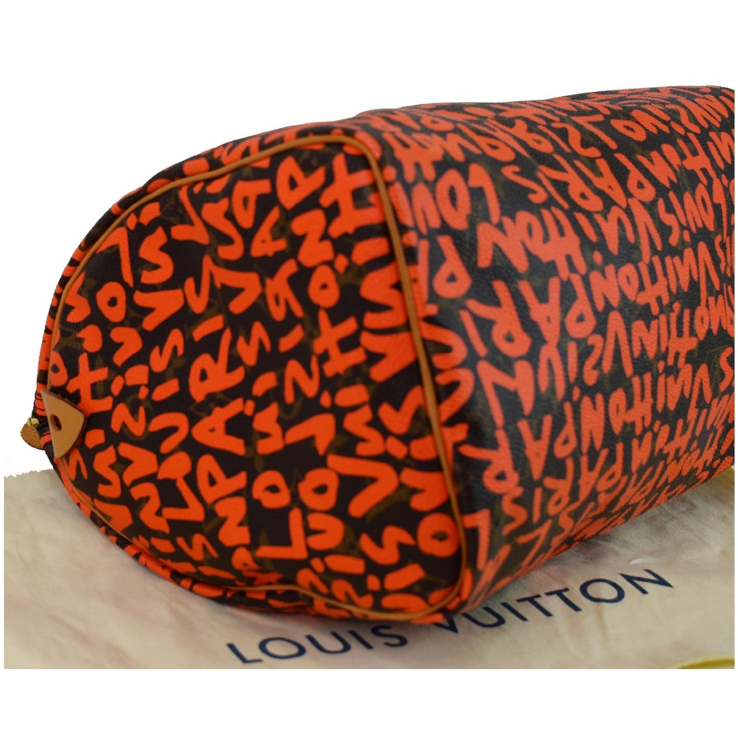 LOUIS VUITTON Speedy 30 Graffiti Monogram Satchel Bag Orange