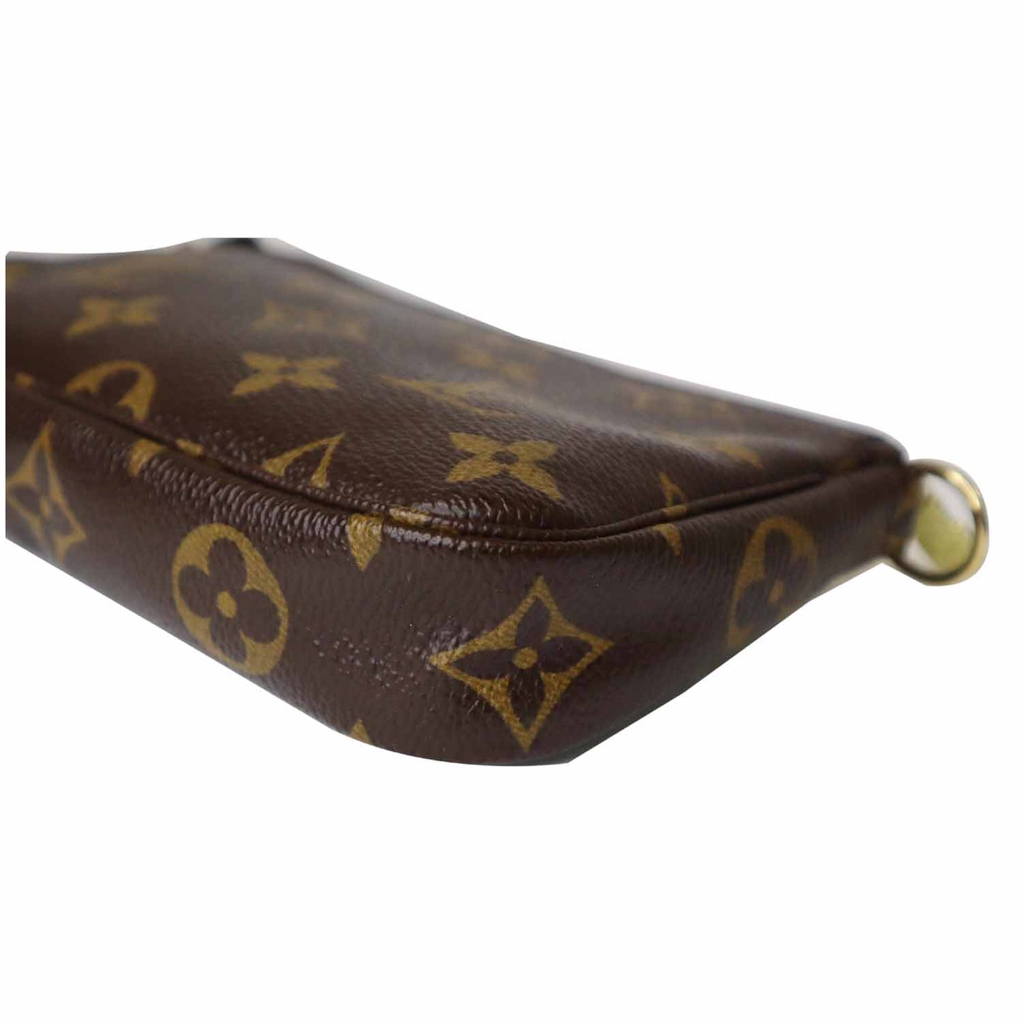 LOUIS VUITTON Mini Pochette Monogram Canvas Accessories Pouch Brown