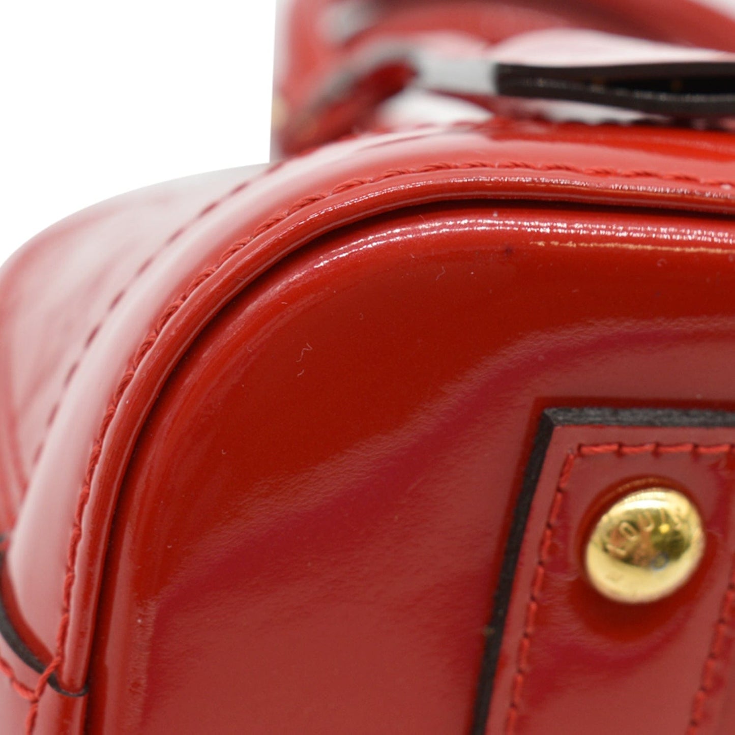 LOUIS VUITTON Alma BB Monogram Vernis Satchel Bag Red