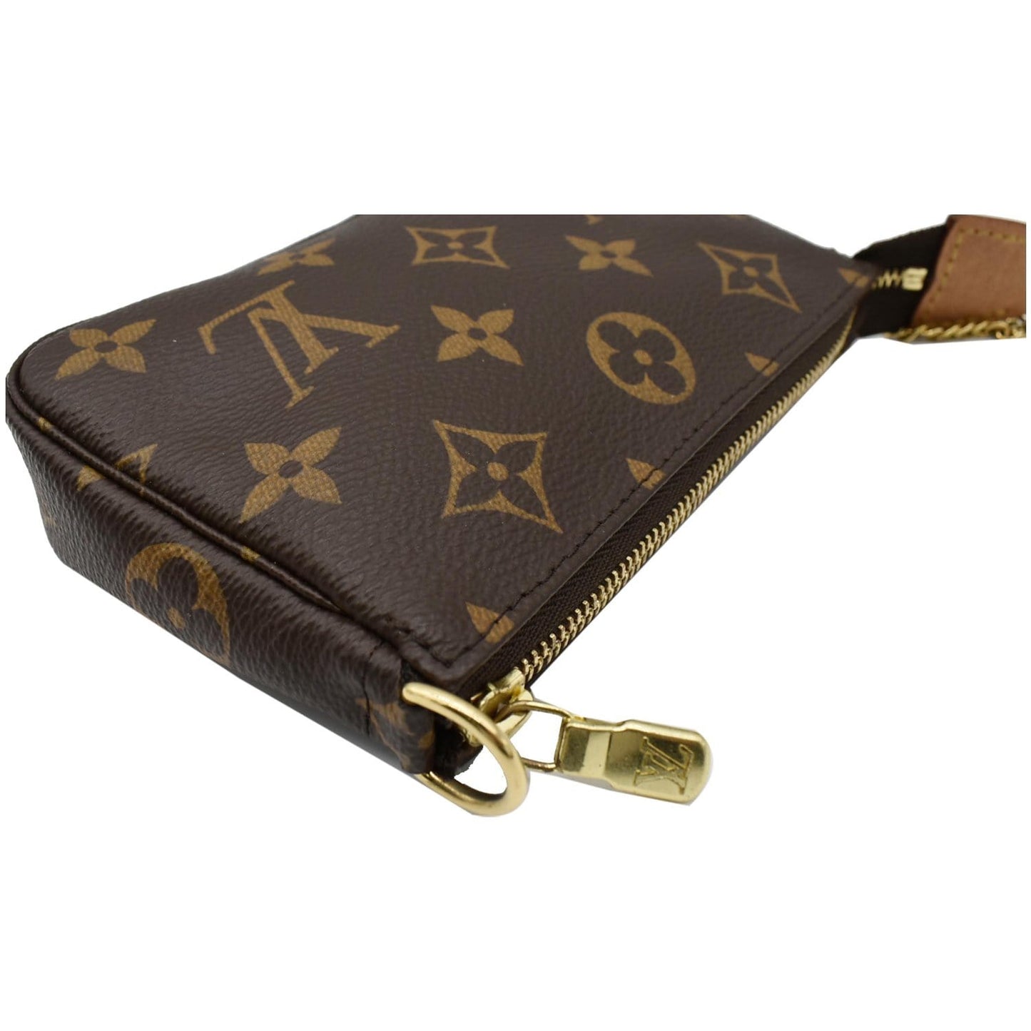 LOUIS VUITTON Mini Pochette Monogram Canvas Accessoires Pouch Brown