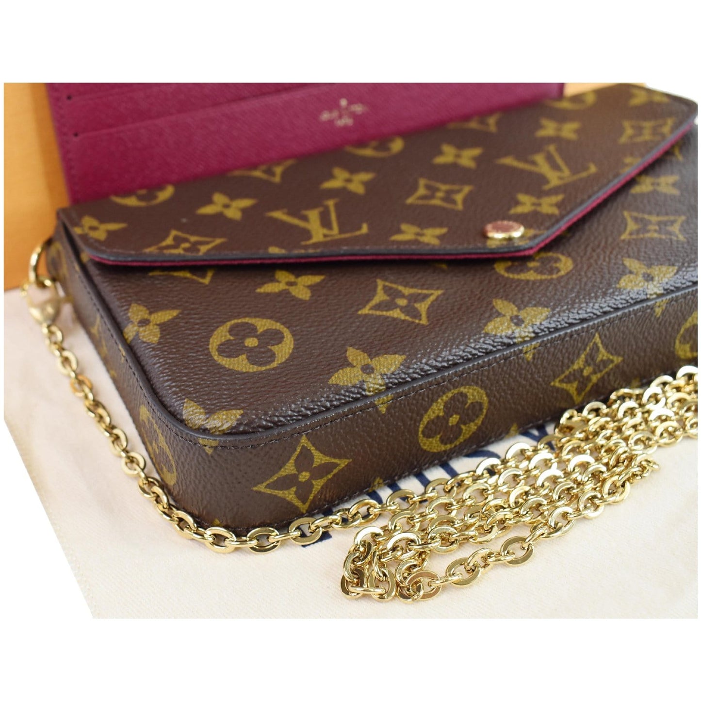 LOUIS VUITTON Pochette Felicie Monogram Canvas Crossbody Bag Brown