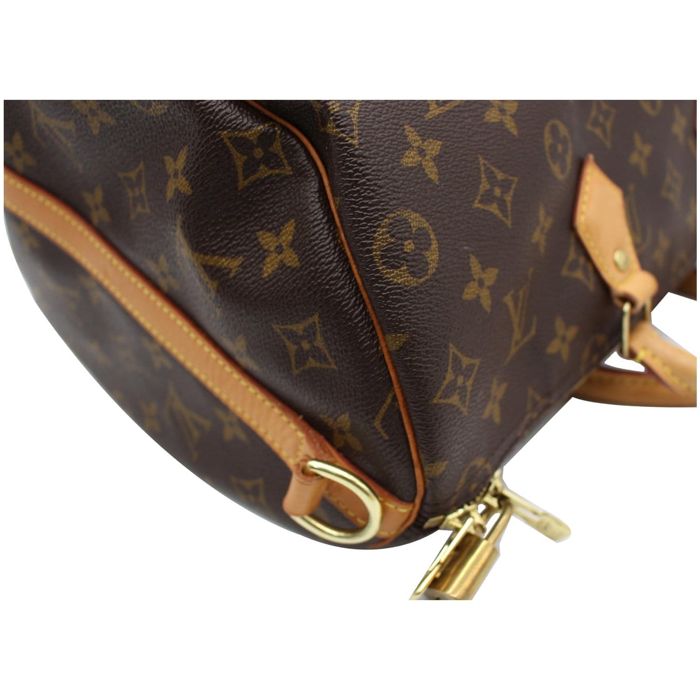 LOUIS VUITTON Speedy 35 Bandouliere Monogram Canvas Satchel Bag Brown