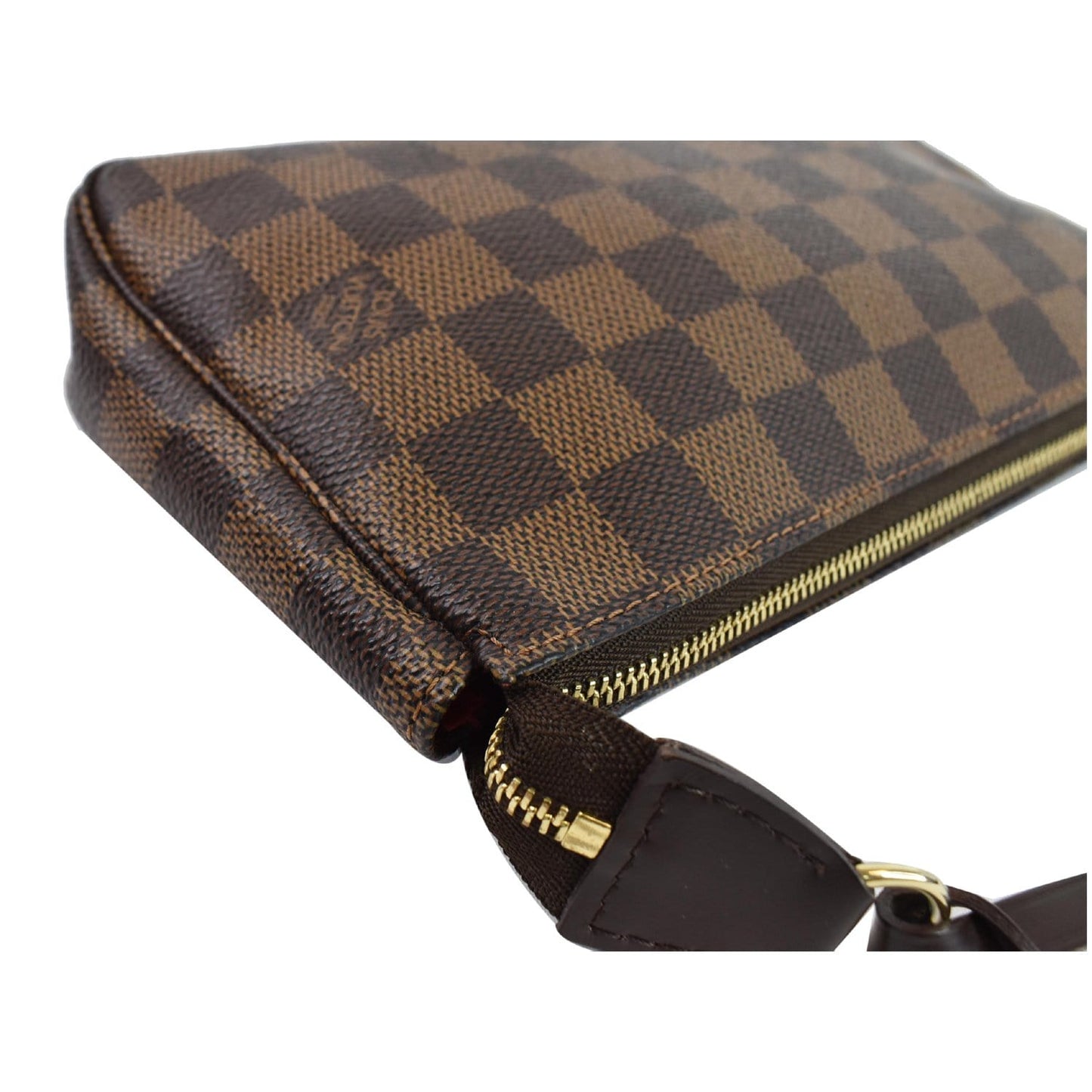 LOUIS VUITTON Mini Pochette Damier Ebene Accessories Pouch Brown