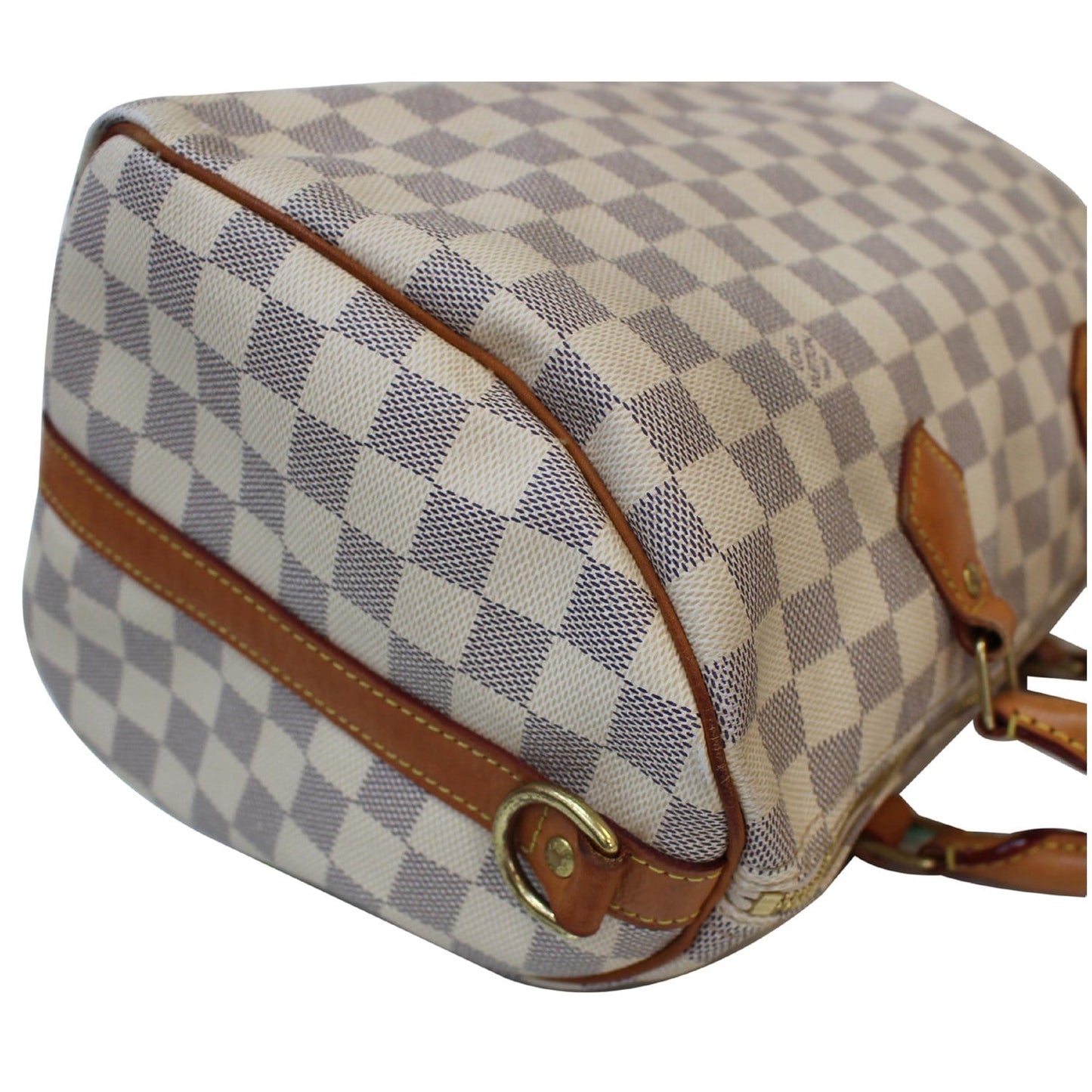 LOUIS VUITTON Speedy 30 Bandouliere Damier Azur Shoulder Bag White