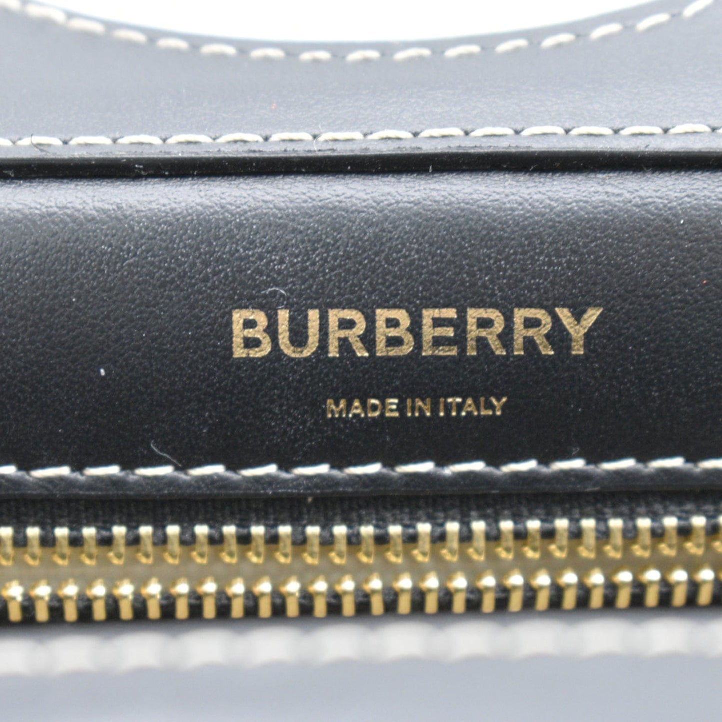 BURBERRY Mini Logo Graphic Canvas Leather Pocket Tote Bag Natural