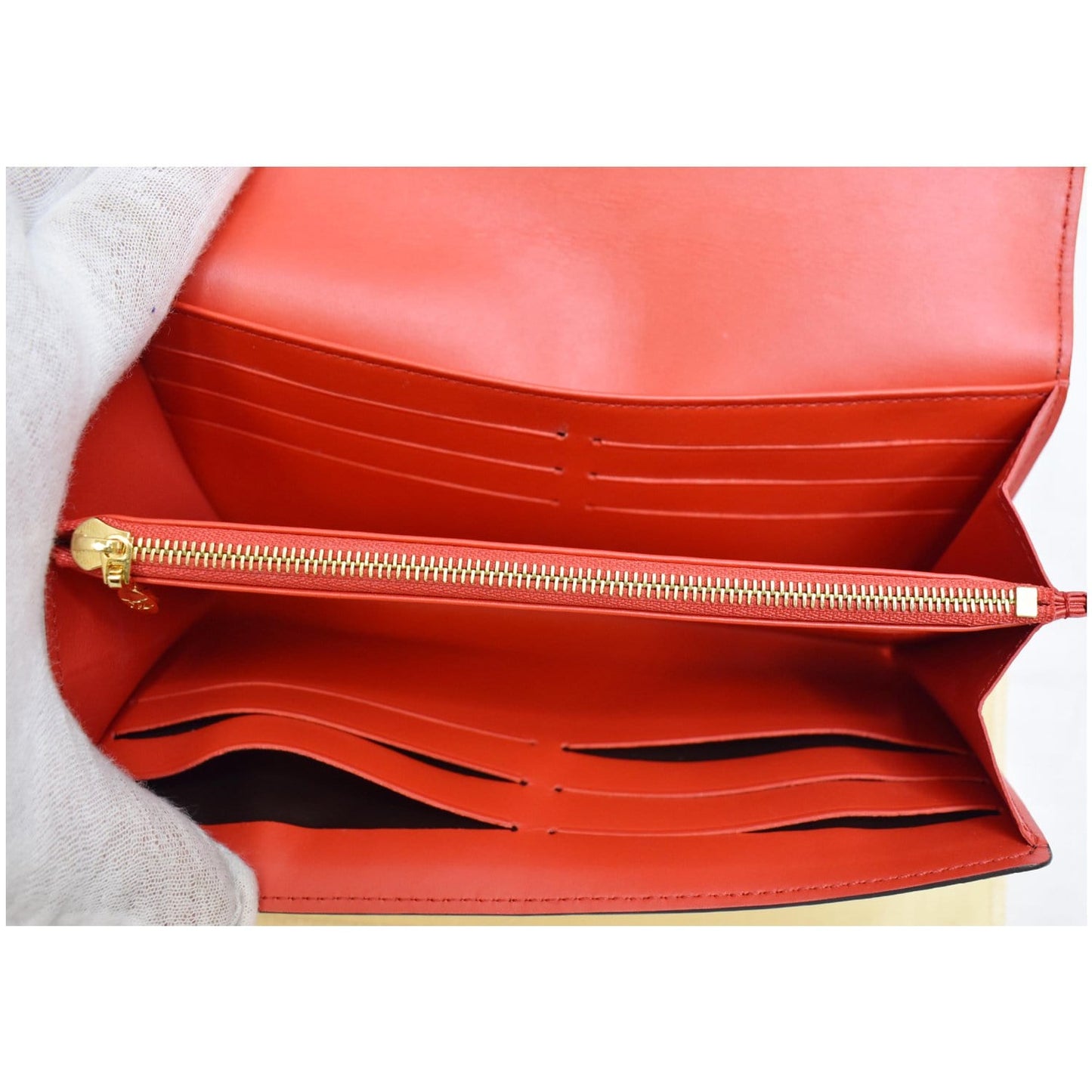 LOUIS VUITTON Flower Lock Monogram Canvas Wallet Red