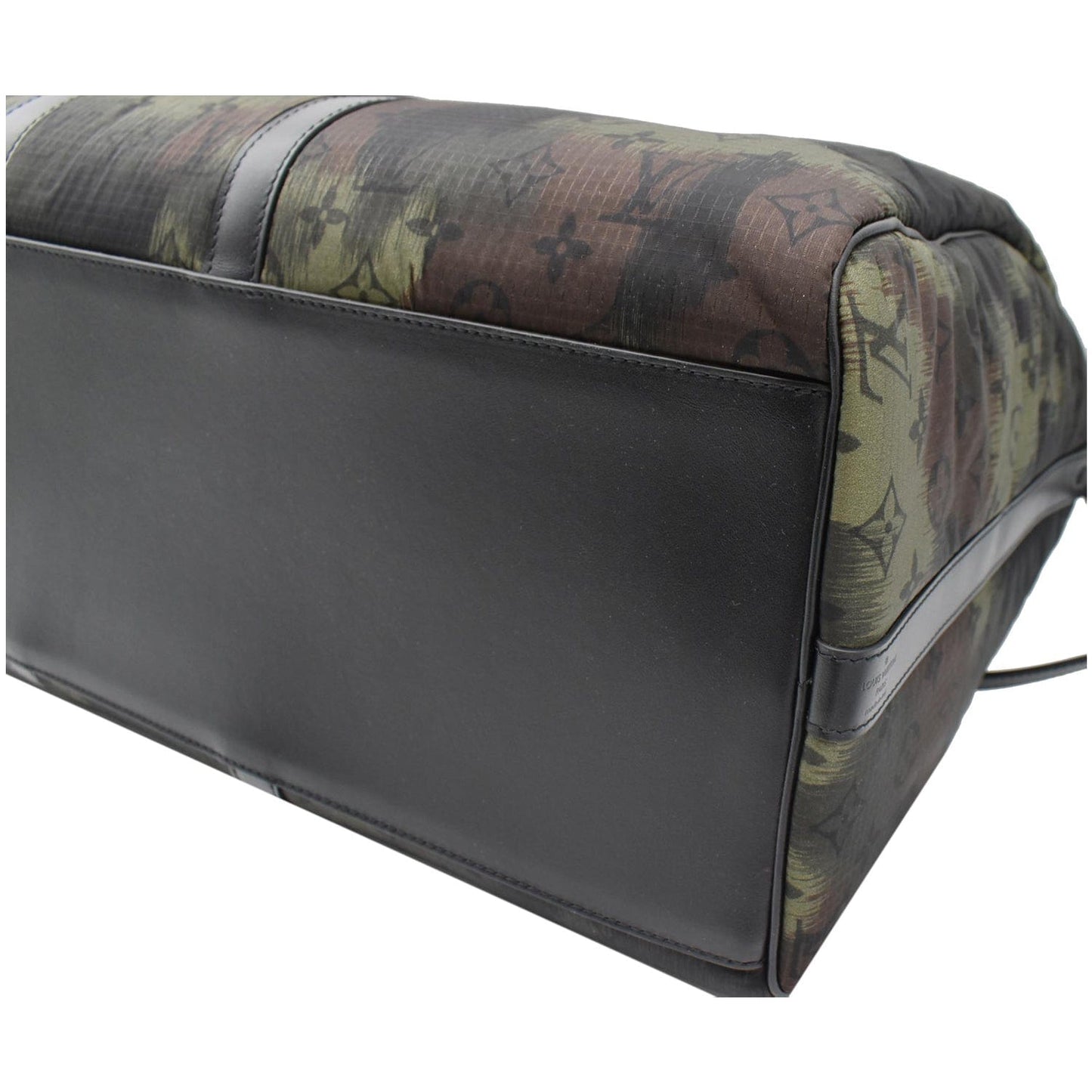 LOUIS VUITTON Keepall 50 Bandouliere Camouflage Nylon Monogram Travel Bag Black