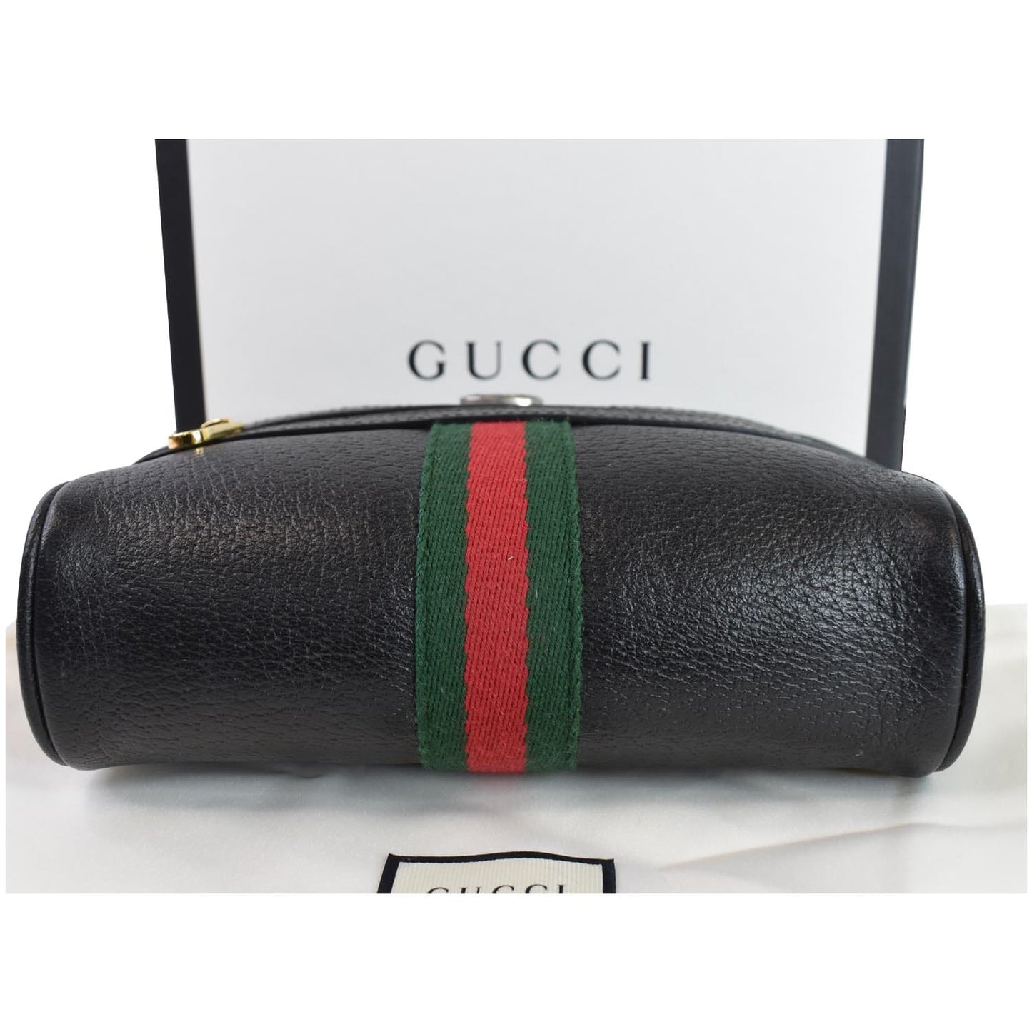 GUCCI Ophidia Mini GG Web Leather Crossbody Bag Black 517350