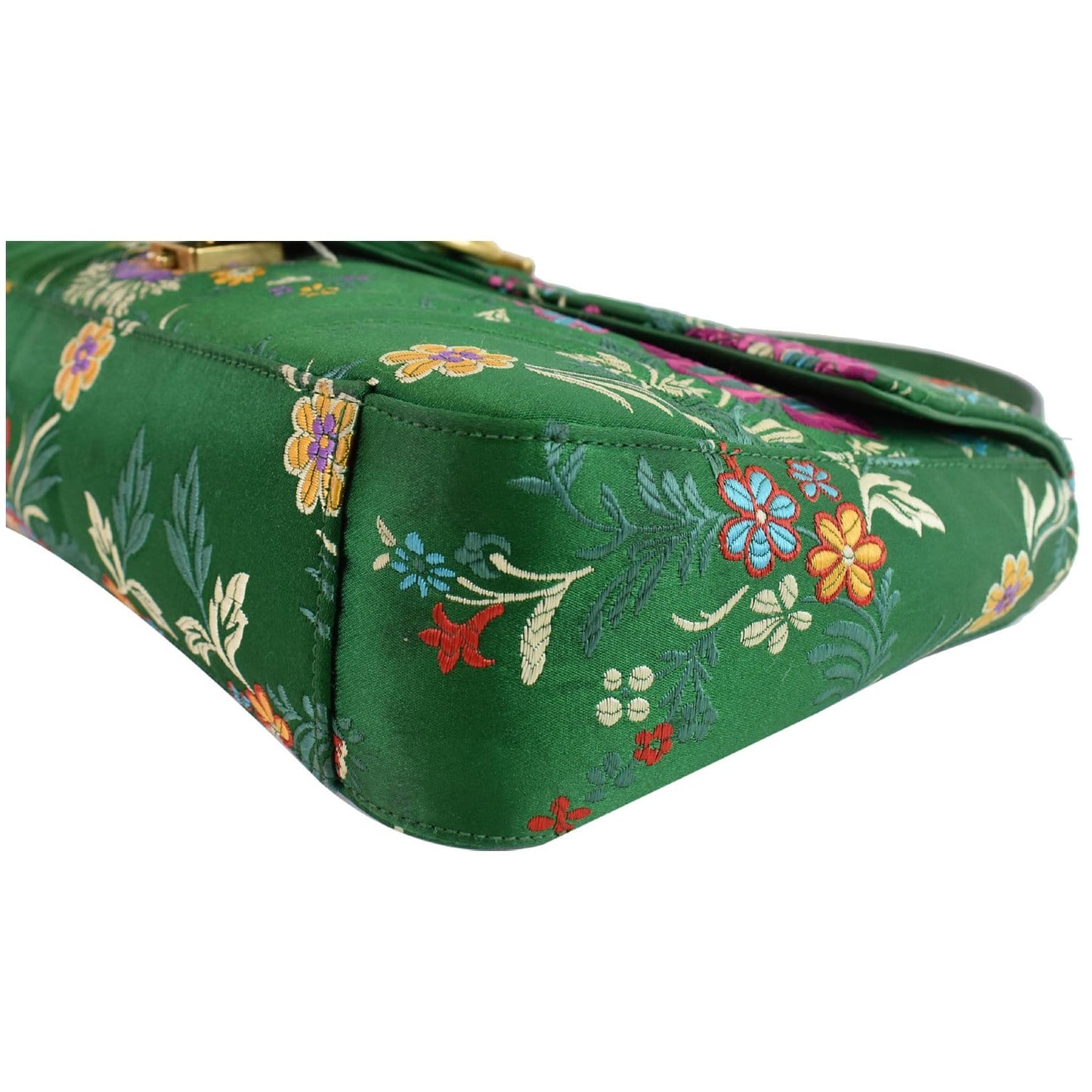 GUCCI GG Marmont Floral Medium Jacquard Matelasse Shoulder Bag Green 443496