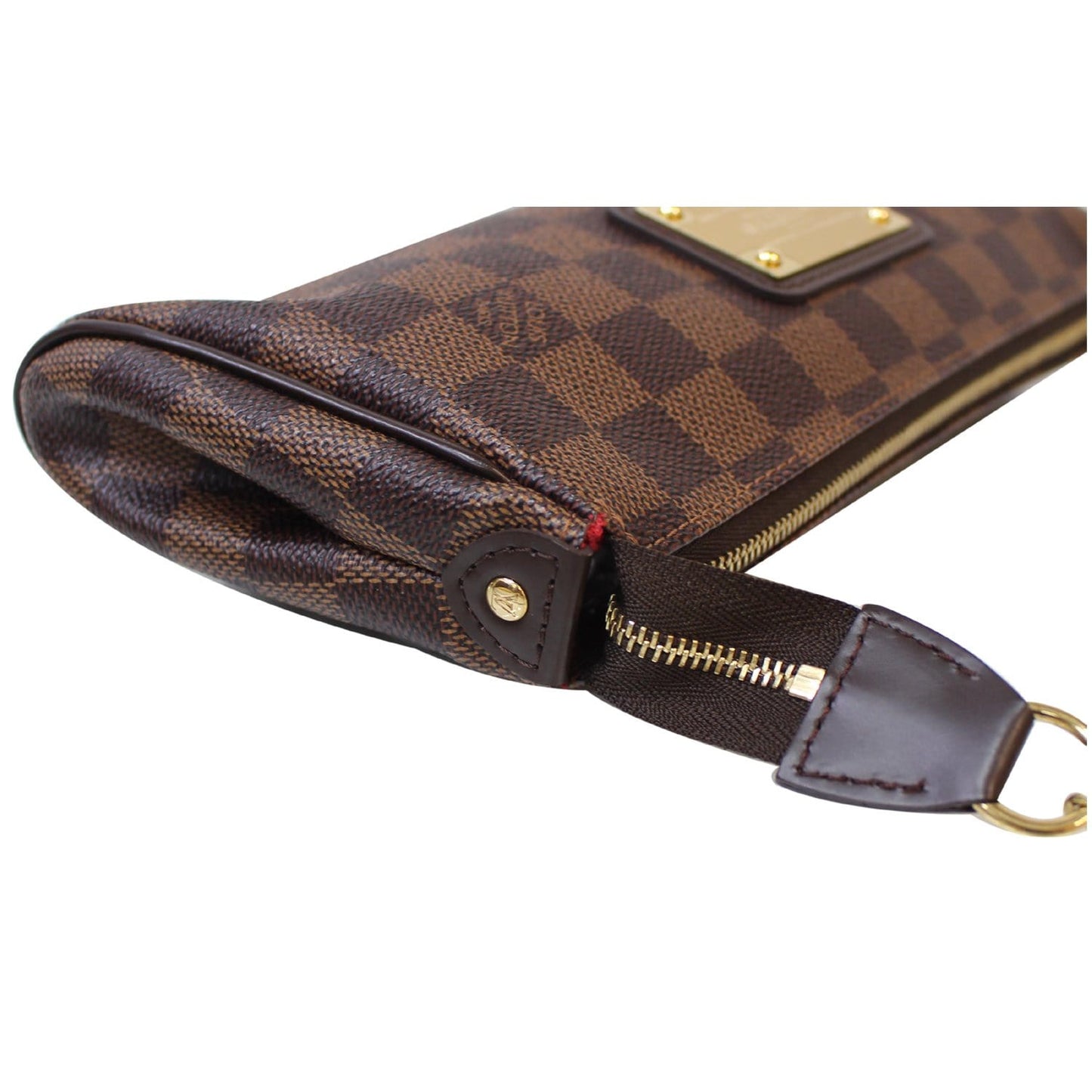 LOUIS VUITTON Pochette Eva Damier Ebene Clutch Crossbody Bag Brown