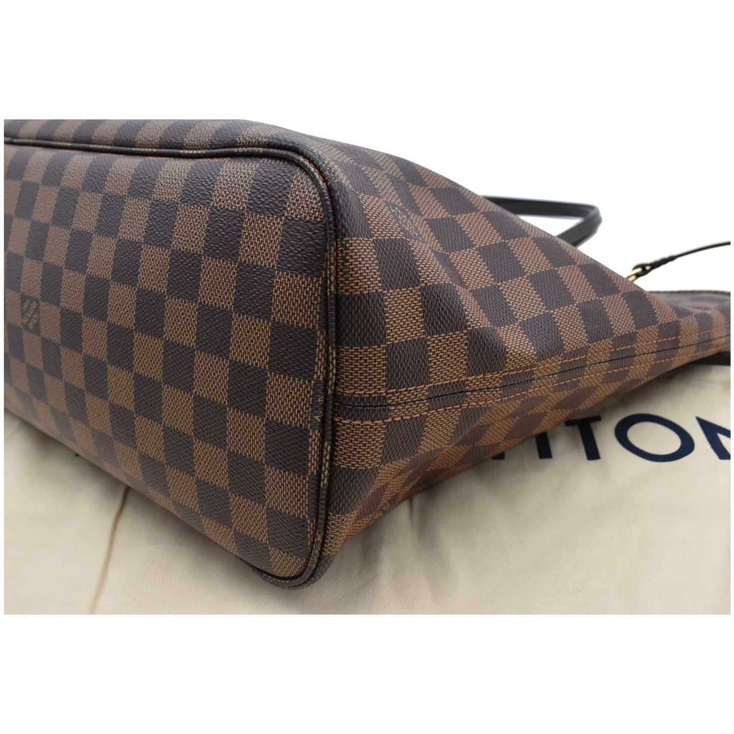 LOUIS VUITTON Neverfull MM Damier Ebene Tote Bag Brown
