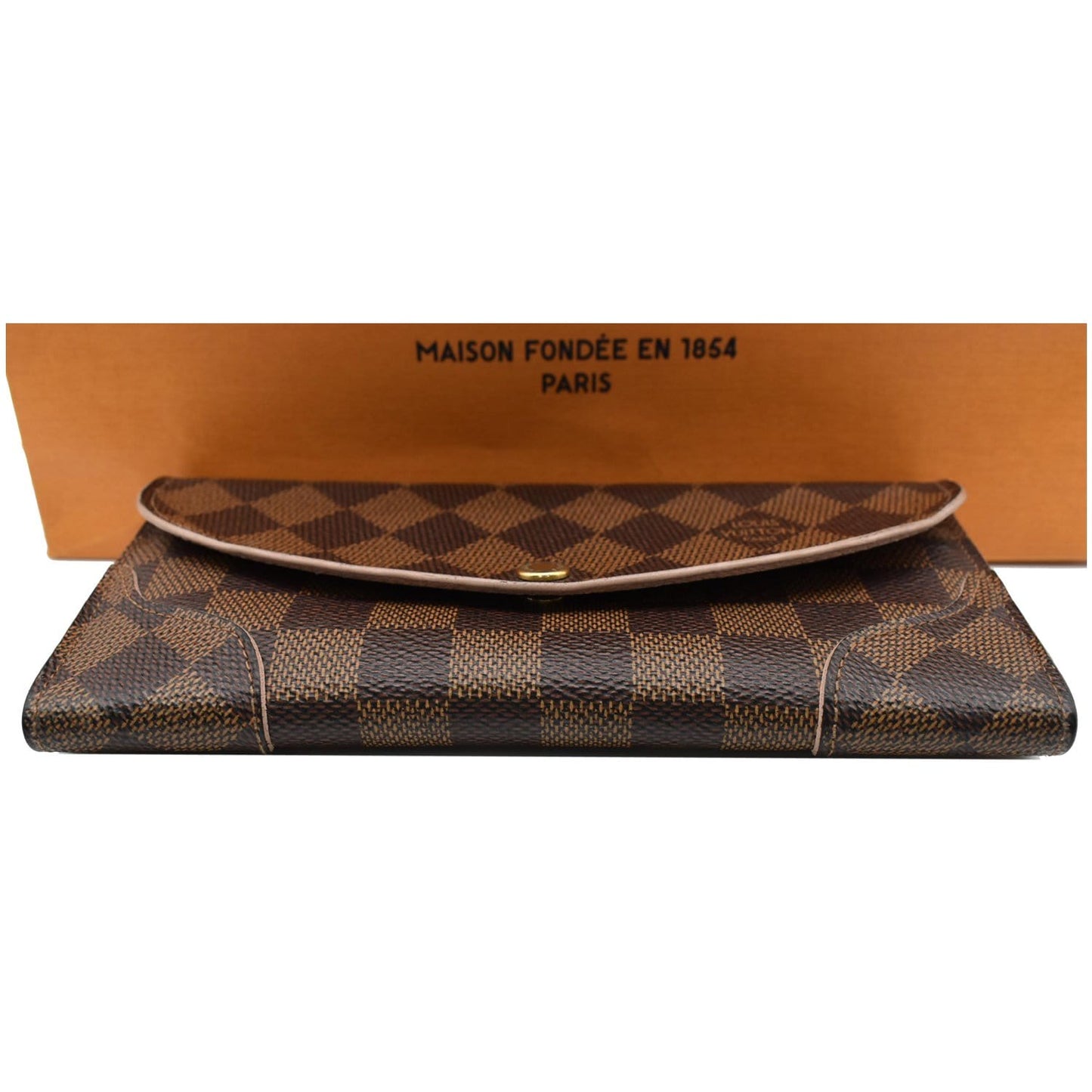 LOUIS VUITTON Caissa Damier Ebene Wallet Rose Ballerine