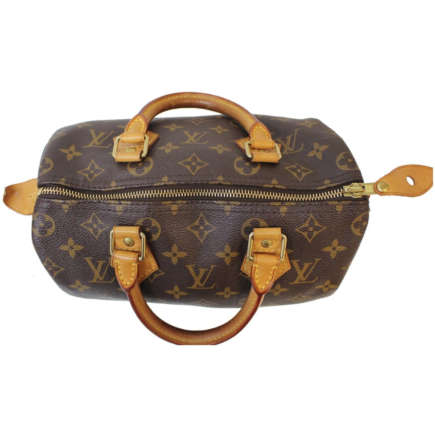 LOUIS VUITTON Speedy 25 Monogram Canvas Satchel Bag Brown