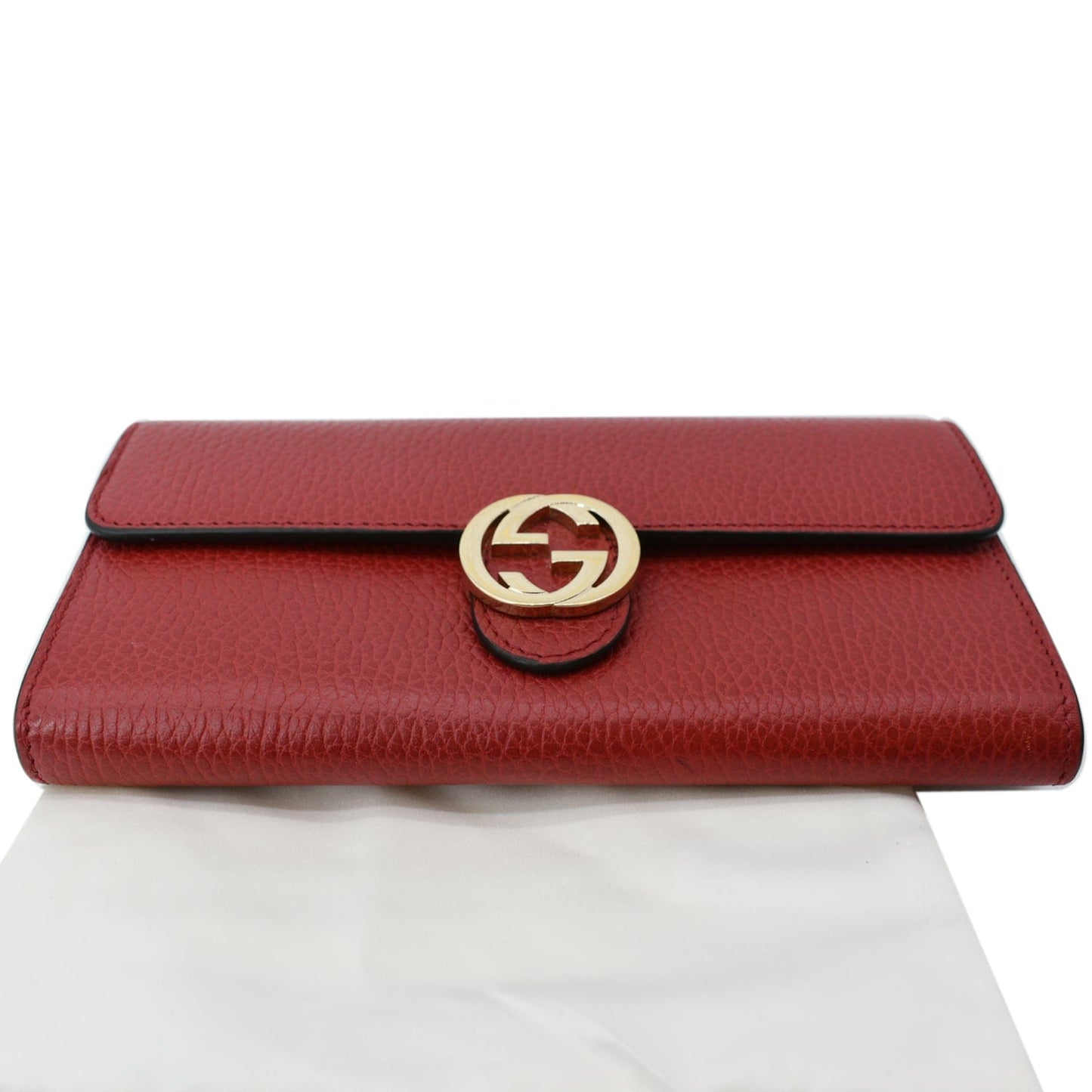 GUCCI GG Interlocking Continental Leather Wallet Red 598166