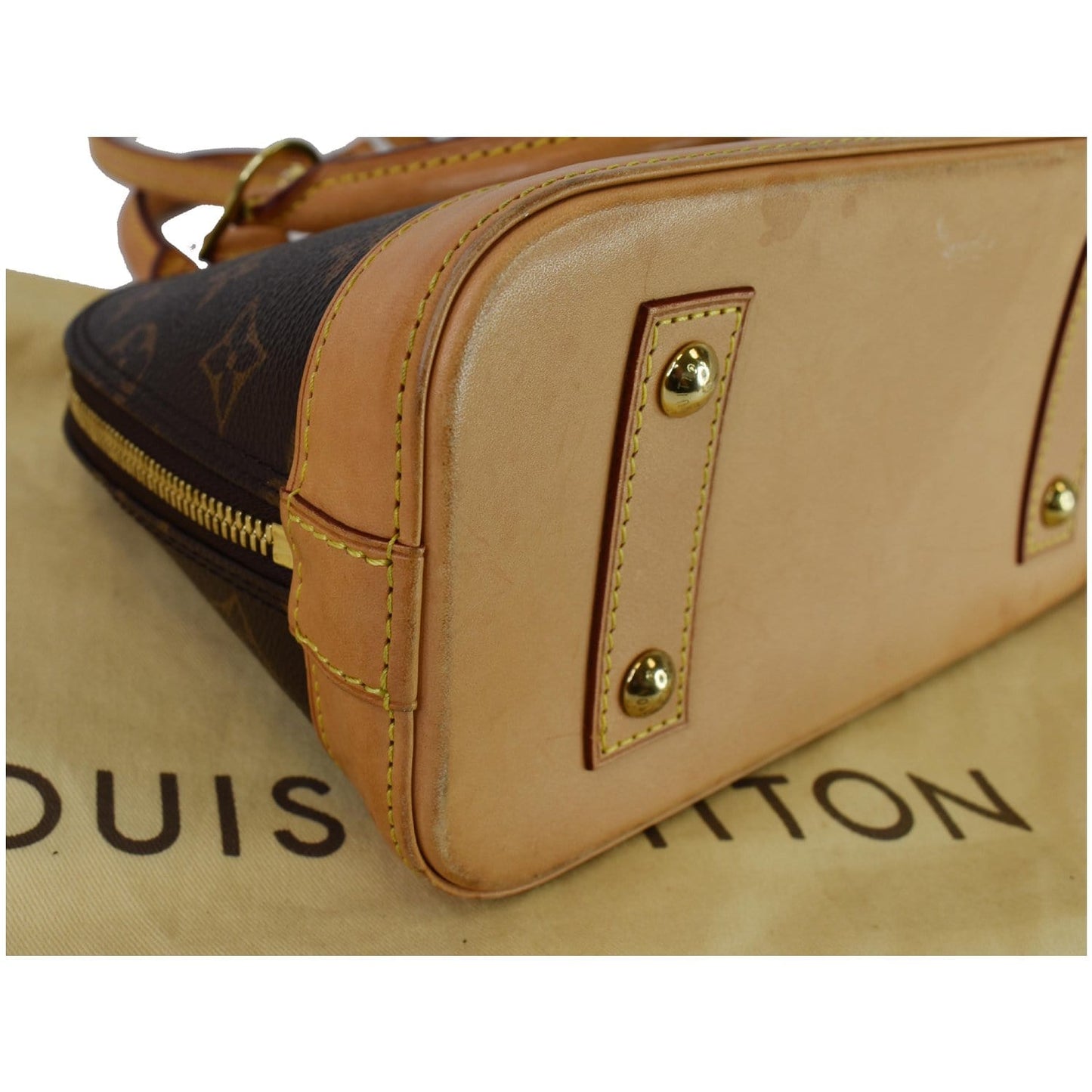 LOUIS VUITTON Alma BB Monogram Canvas Satchel Crossbody Bag Brown