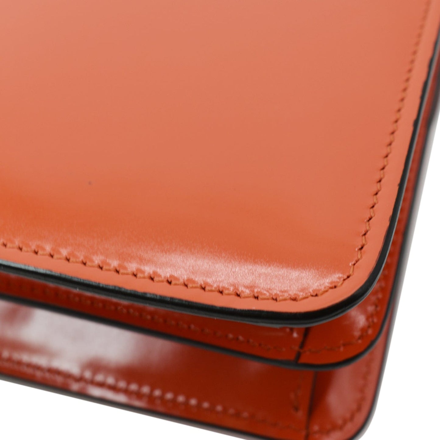 GUCCI Interlocking G Closure Leather Shoulder Bag Orange 387609