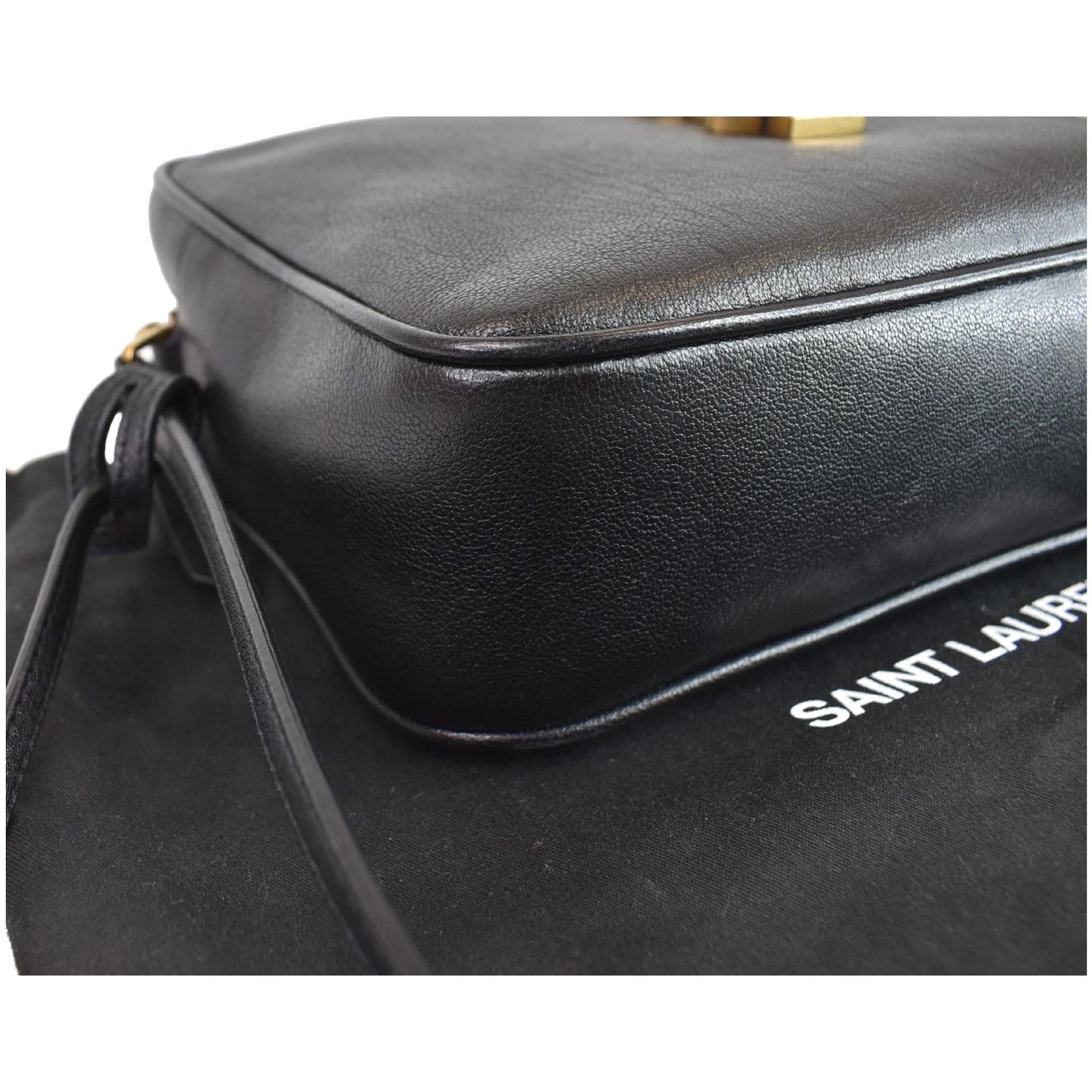 YVES SAINT LAURENT Lou Camera Monogram Leather Shoulder Bag Black