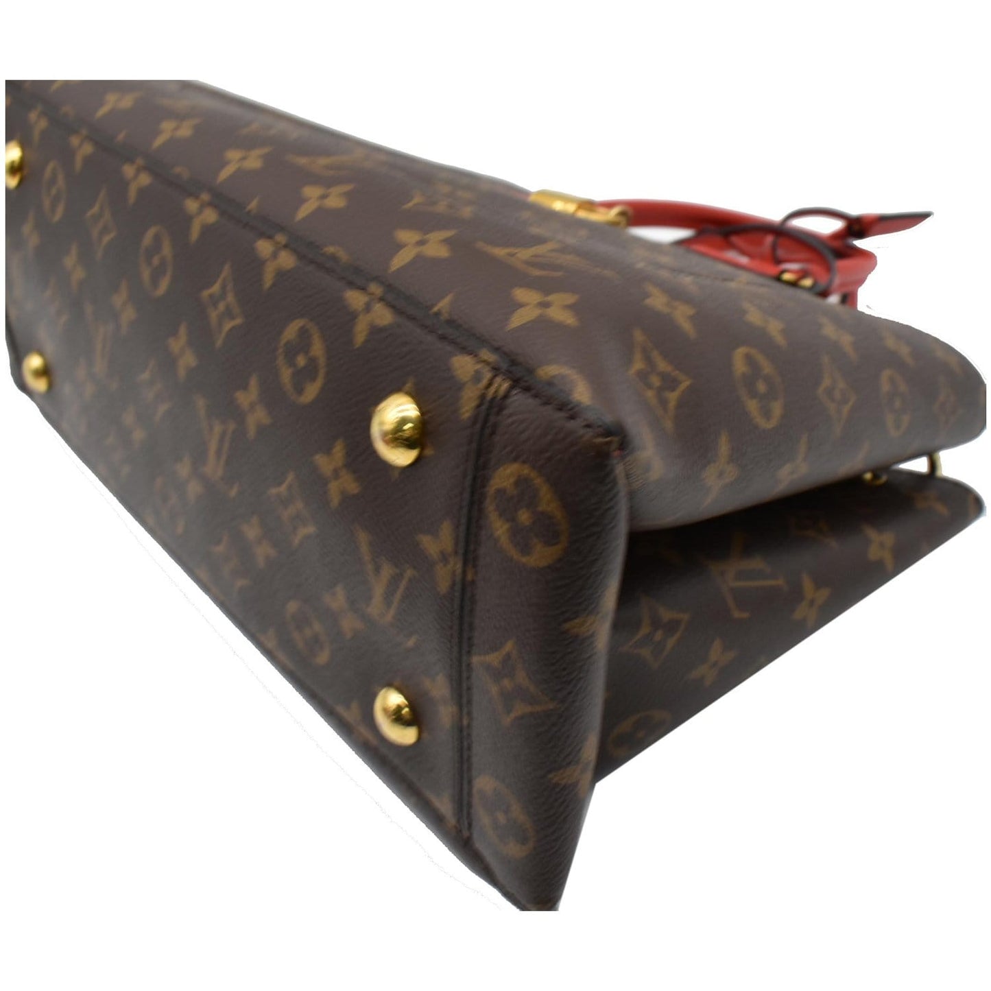 LOUIS VUITTON Flower Monogram Canvas Tote Bag Red