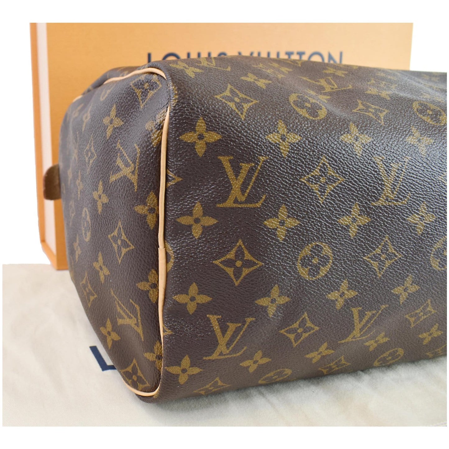 LOUIS VUITTON Speedy 30 Monogram Canvas Shoulder Bag Brown