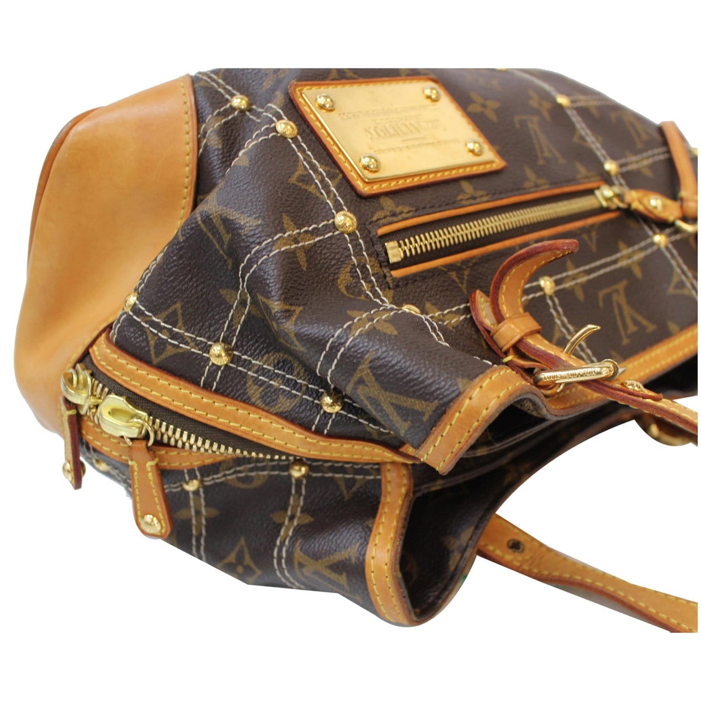 LOUIS VUITTON Riveting Monogram Canvas Tote Bag Brown - 15% OFF