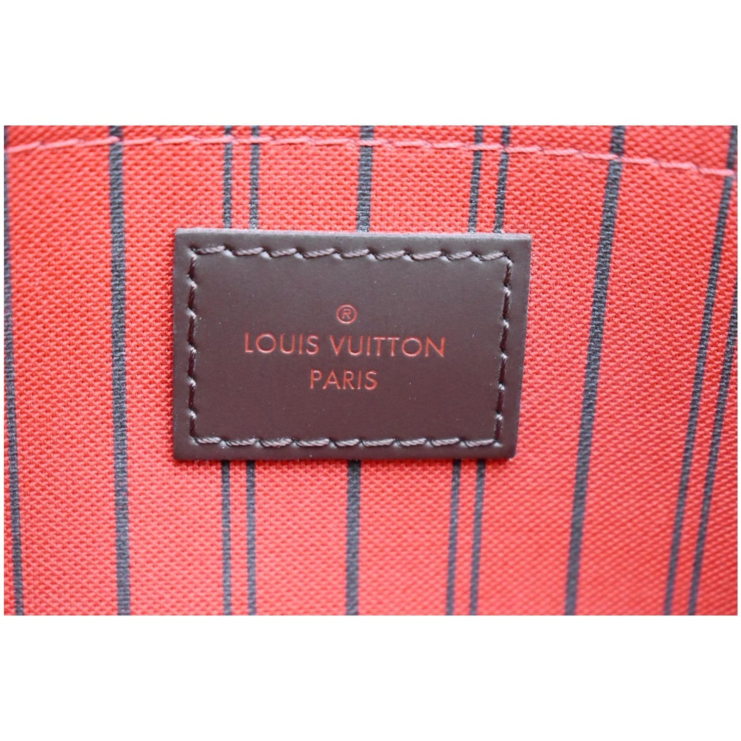 LOUIS VUITTON Neverfull MM Damier Ebene Pochette Wristlet Pouch Brown