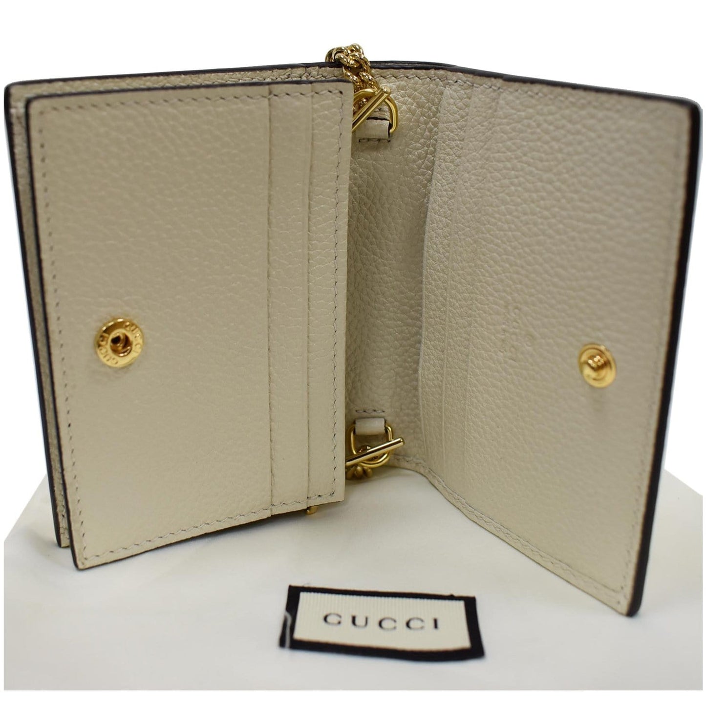 GUCCI Zumi Mini Grainy Leather Chain Wallet Cream 570660 - Final Sale