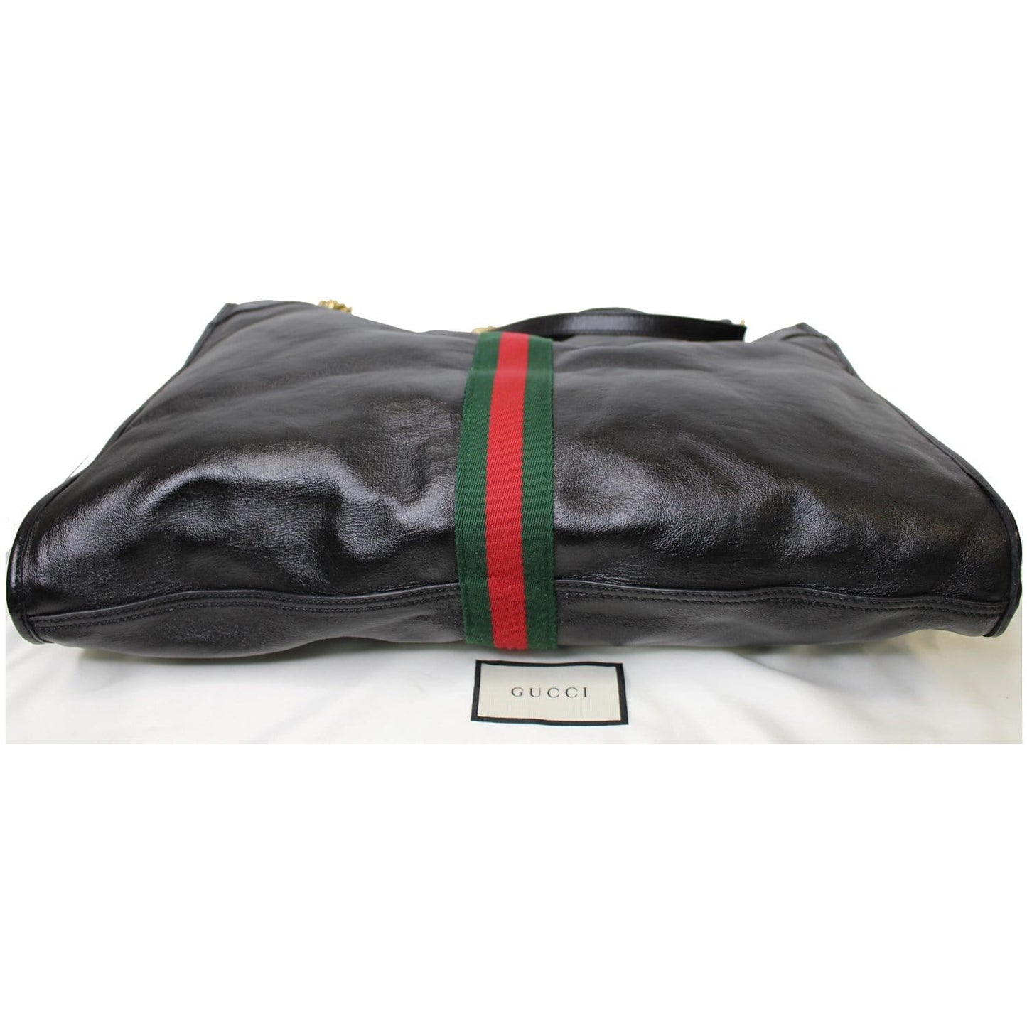 GUCCI Rajah Large Leather Tote Shoulder Bag Black 537219
