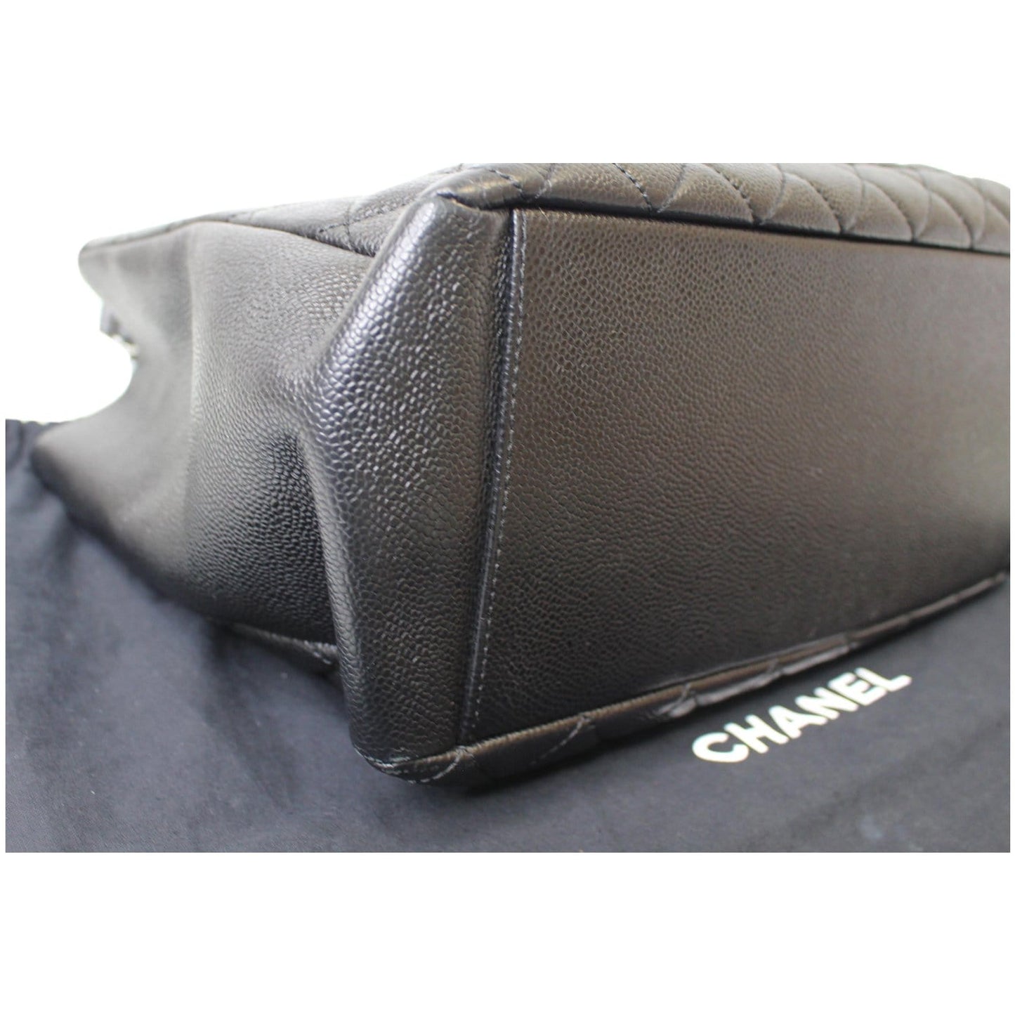 CHANEL Grand Shopping Caviar Leather Tote Bag Black