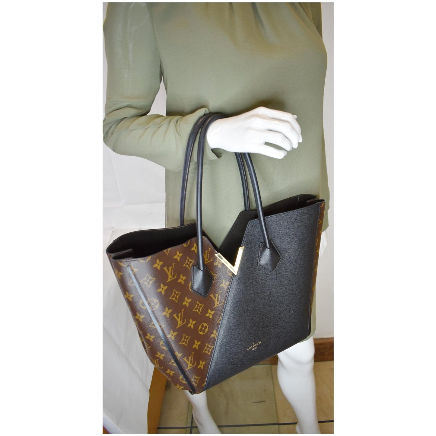 LOUIS VUITTON Kimono Monogram Calfskin Tote Bag Brown/Black