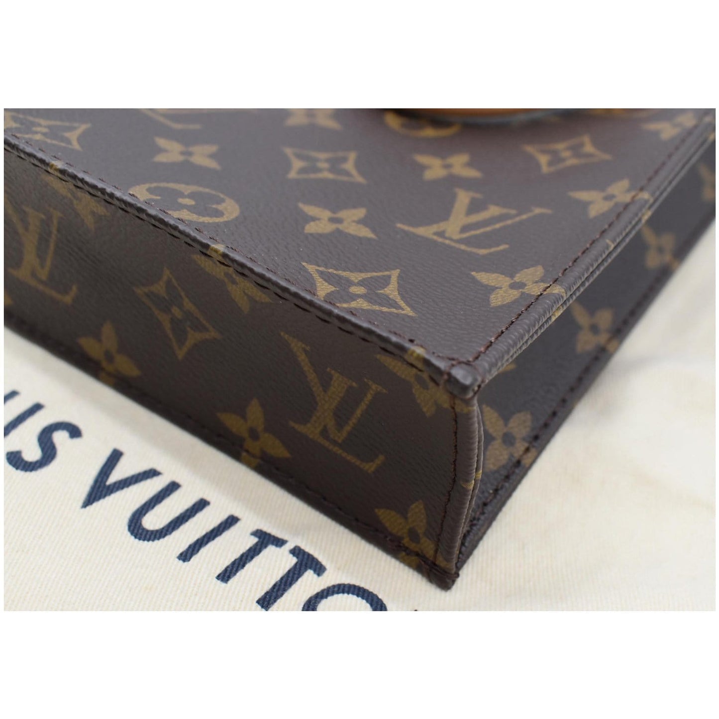 LOUIS VUITTON Petit Sac Plat Monogram Canvas Shoulder Bag Brown