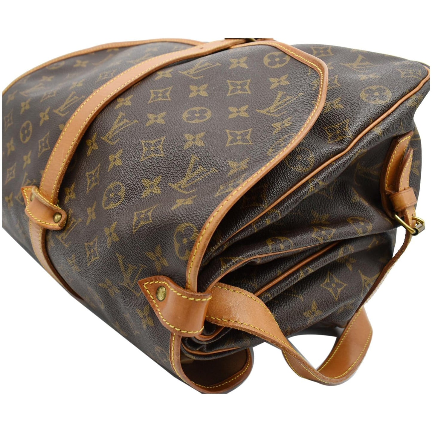 LOUIS VUITTON Saumur 35 Monogram Canvas Shoulder Bag Brown