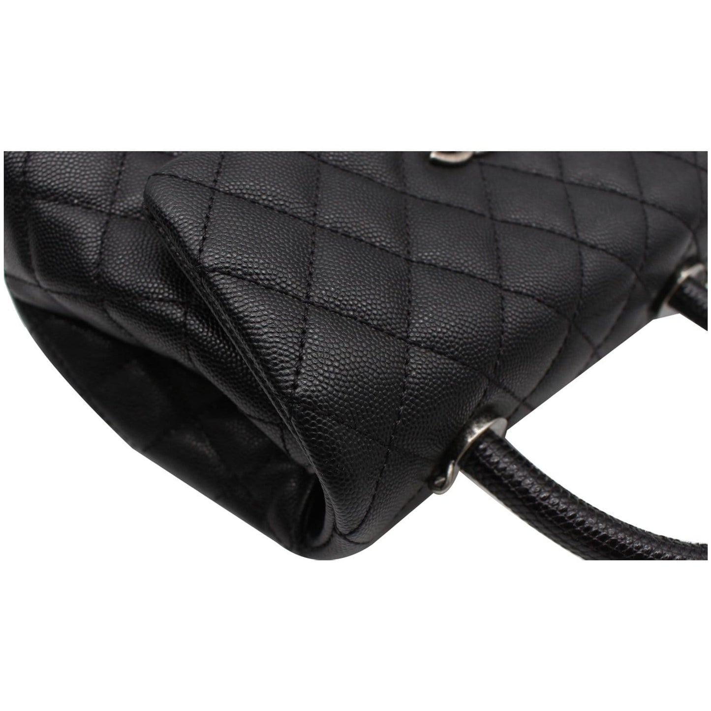 CHANEL Coco Mini Top Lizard Handle Caviar Leather Shoulder Bag Black
