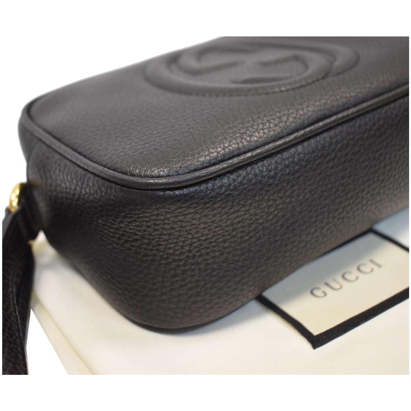 GUCCI Soho Disco Small Pebbled Leather Crossbody Bag Black 347994