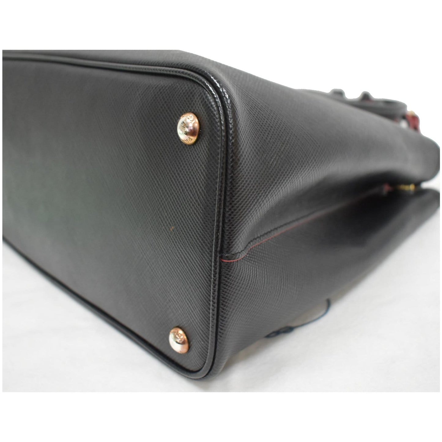 PRADA Double Handle Saffiano Cuir Leather Tote Shoulder Bag Black