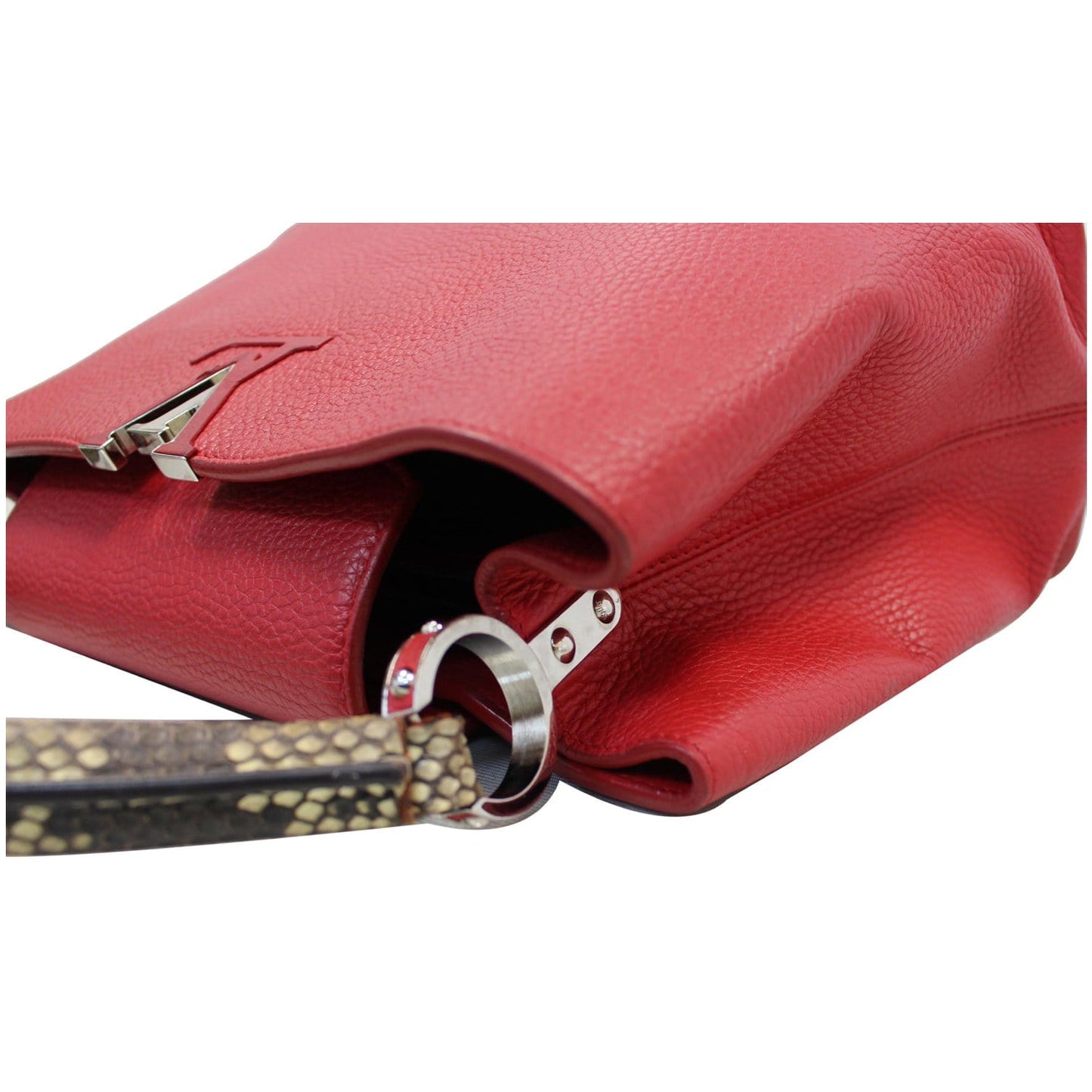 LOUIS VUITTON Capucines Taurillon Leather/Python Shoulder Bag Scarlet